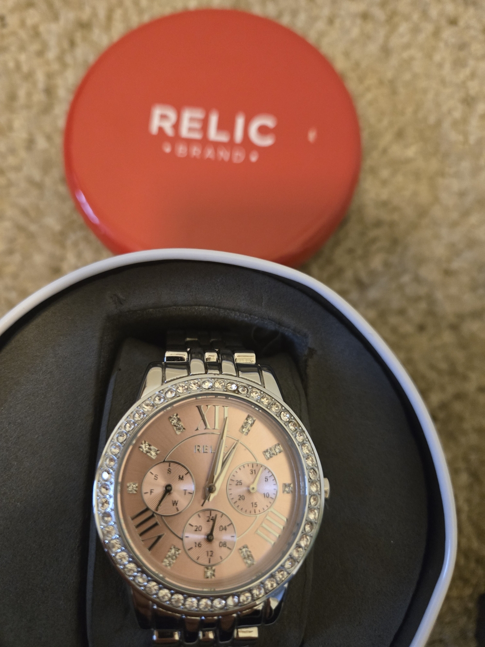 Relic Silver-Tone Bracelet Watch with Blush Pink Dial - Picture 2 of 3
